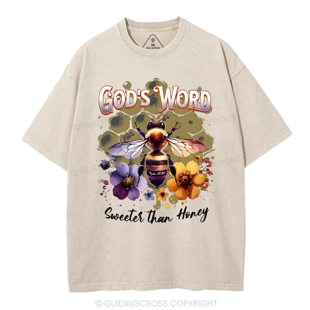 God's Word Sweeter Than Honey Christian Washed T-Shirt