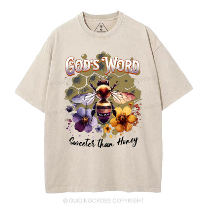 God's Word Sweeter Than Honey Christian Washed T-Shirt