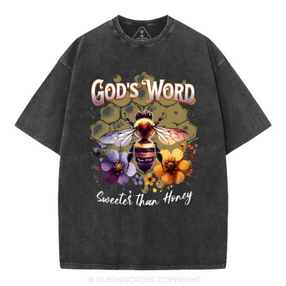 God's Word Sweeter Than Honey Christian Washed T-Shirt