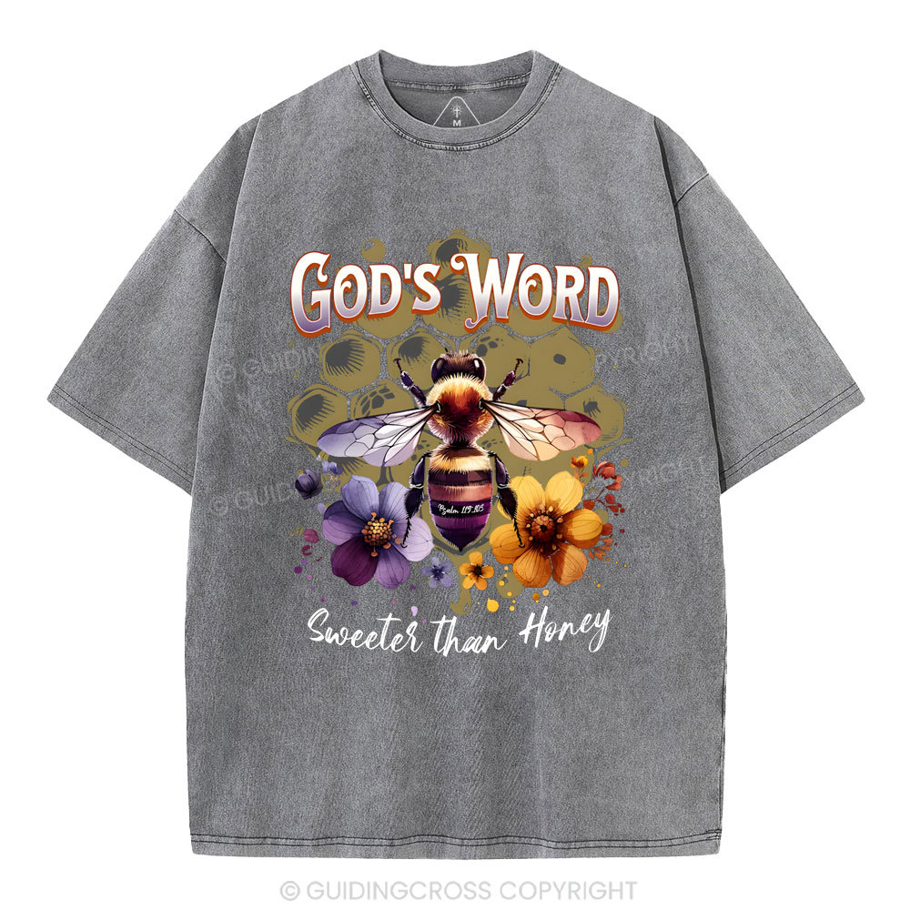 God's Word Sweeter Than Honey Christian Washed T-Shirt