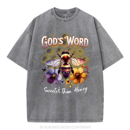 God's Word Sweeter Than Honey Christian Washed T-Shirt