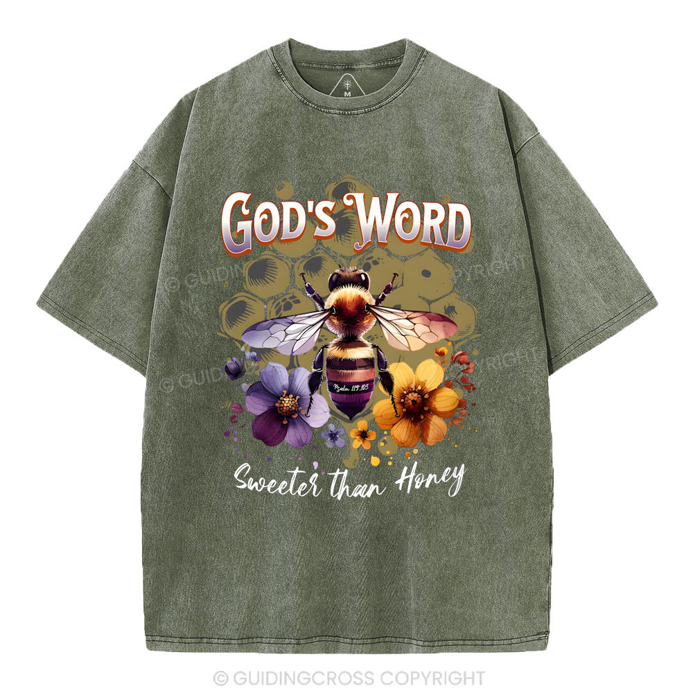 God's Word Sweeter Than Honey Christian Washed T-Shirt
