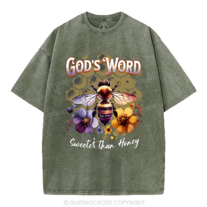 God's Word Sweeter Than Honey Christian Washed T-Shirt
