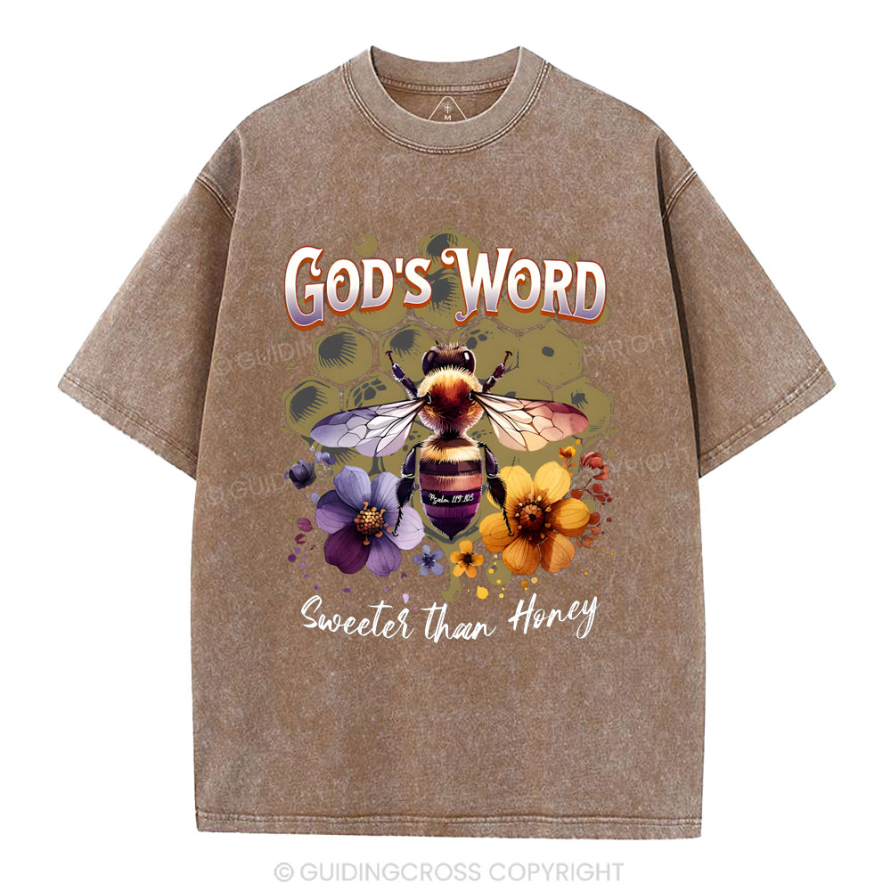 God's Word Sweeter Than Honey Christian Washed T-Shirt