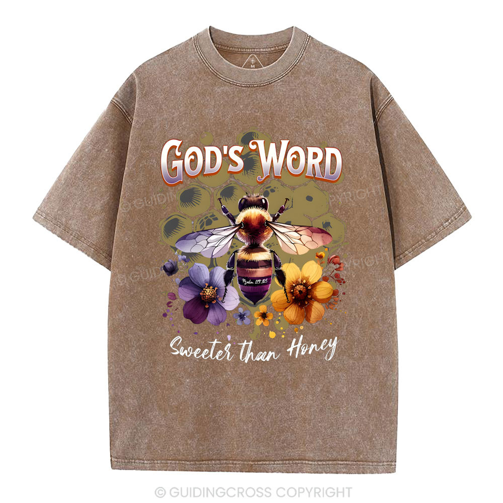 God's Word Sweeter Than Honey Christian Washed T-Shirt