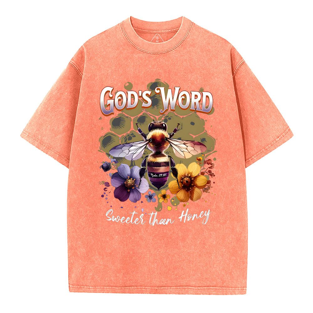 God's Word Sweeter Than Honey Christian Washed T-Shirt