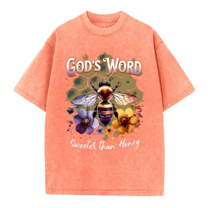 God's Word Sweeter Than Honey Christian Washed T-Shirt