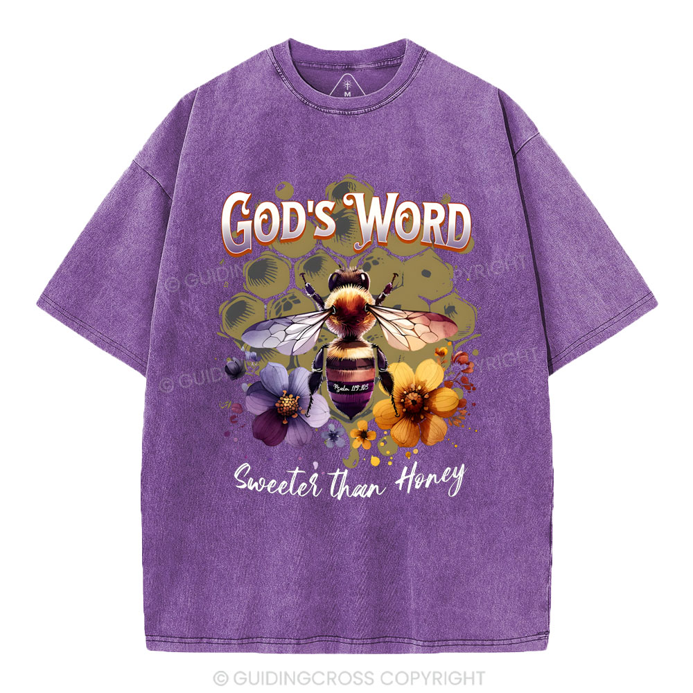 God's Word Sweeter Than Honey Christian Washed T-Shirt