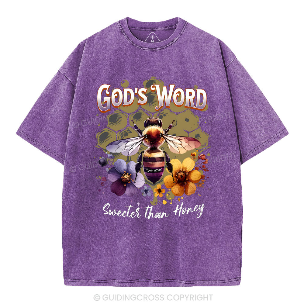 God's Word Sweeter Than Honey Christian Washed T-Shirt