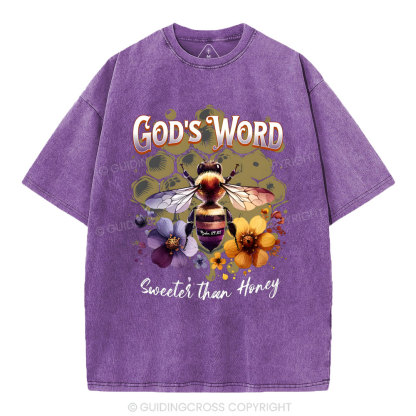 God's Word Sweeter Than Honey Christian Washed T-Shirt