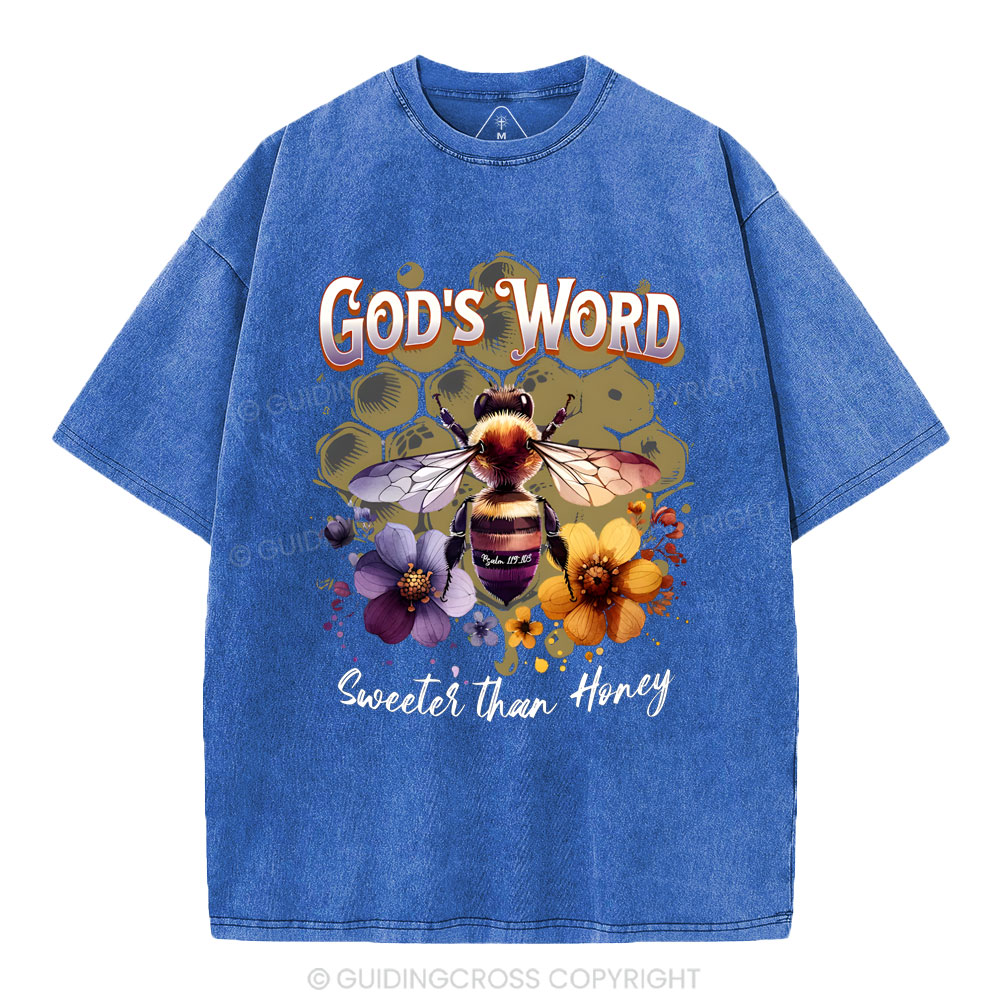 God's Word Sweeter Than Honey Christian Washed T-Shirt