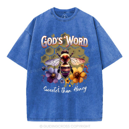 God's Word Sweeter Than Honey Christian Washed T-Shirt