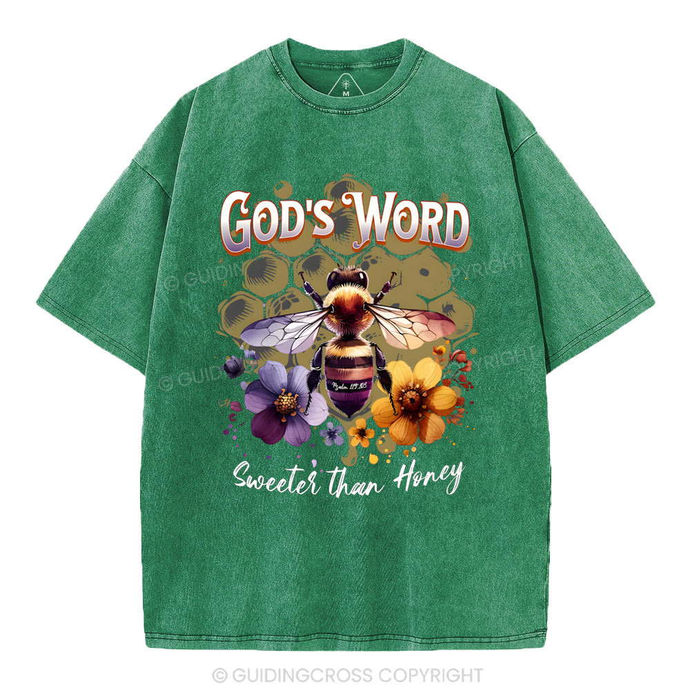 God's Word Sweeter Than Honey Christian Washed T-Shirt