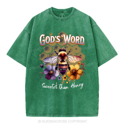 God's Word Sweeter Than Honey Christian Washed T-Shirt