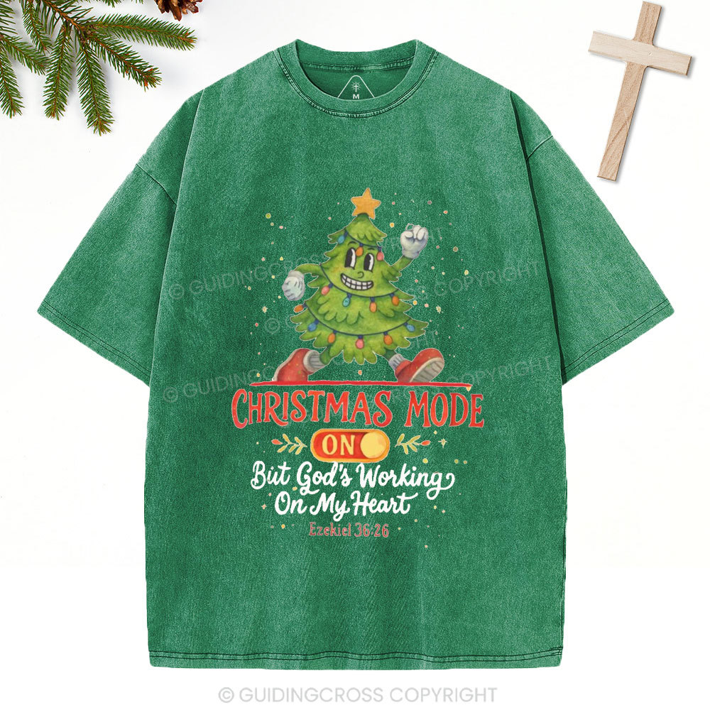 God's Working On My Heart Christian Christmas Washed T-Shirt
