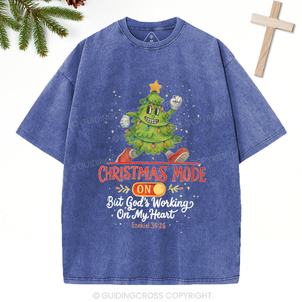 God's Working On My Heart Christian Christmas Washed T-Shirt