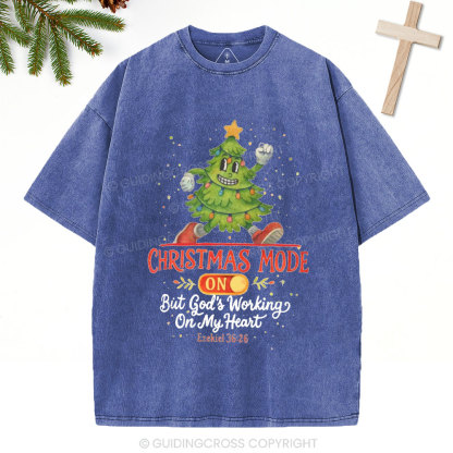 God's Working On My Heart Christian Christmas Washed T-Shirt
