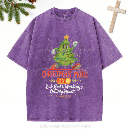 God's Working On My Heart Christian Christmas Washed T-Shirt