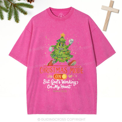 God's Working On My Heart Christian Christmas Washed T-Shirt