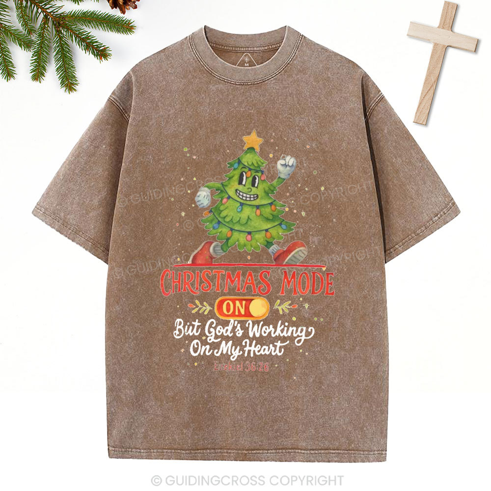 God's Working On My Heart Christian Christmas Washed T-Shirt