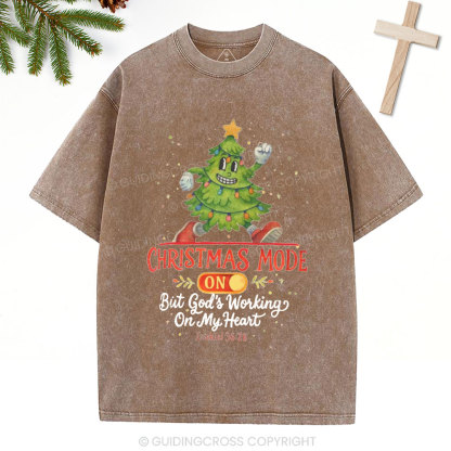 God's Working On My Heart Christian Christmas Washed T-Shirt