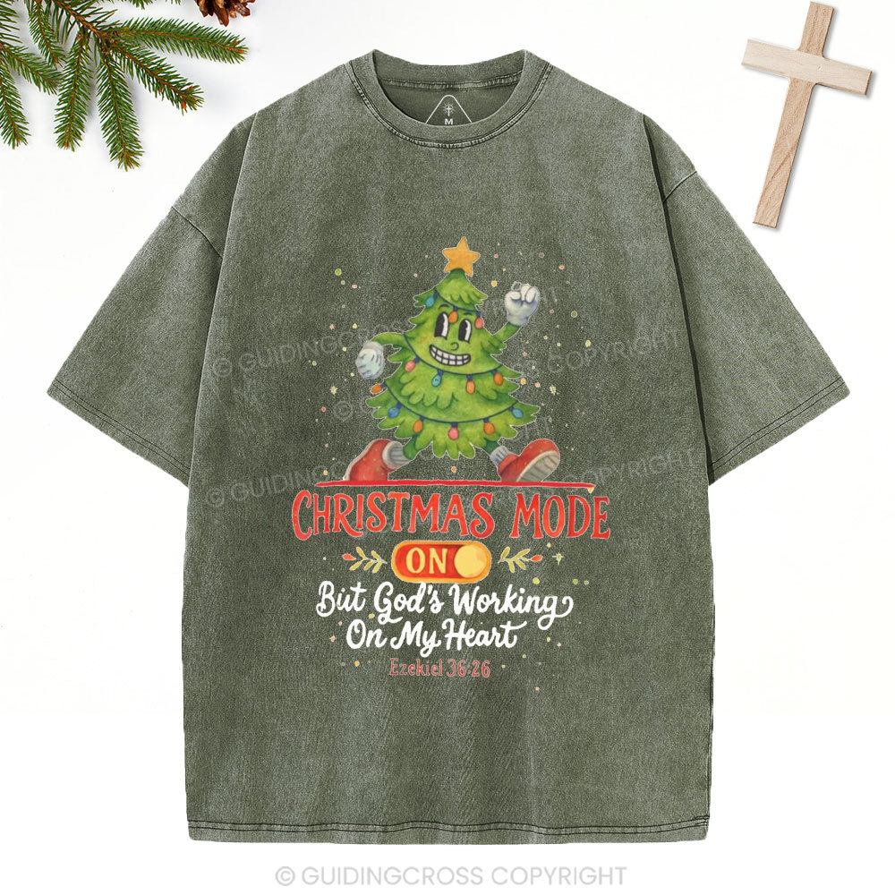 God's Working On My Heart Christian Christmas Washed T-Shirt