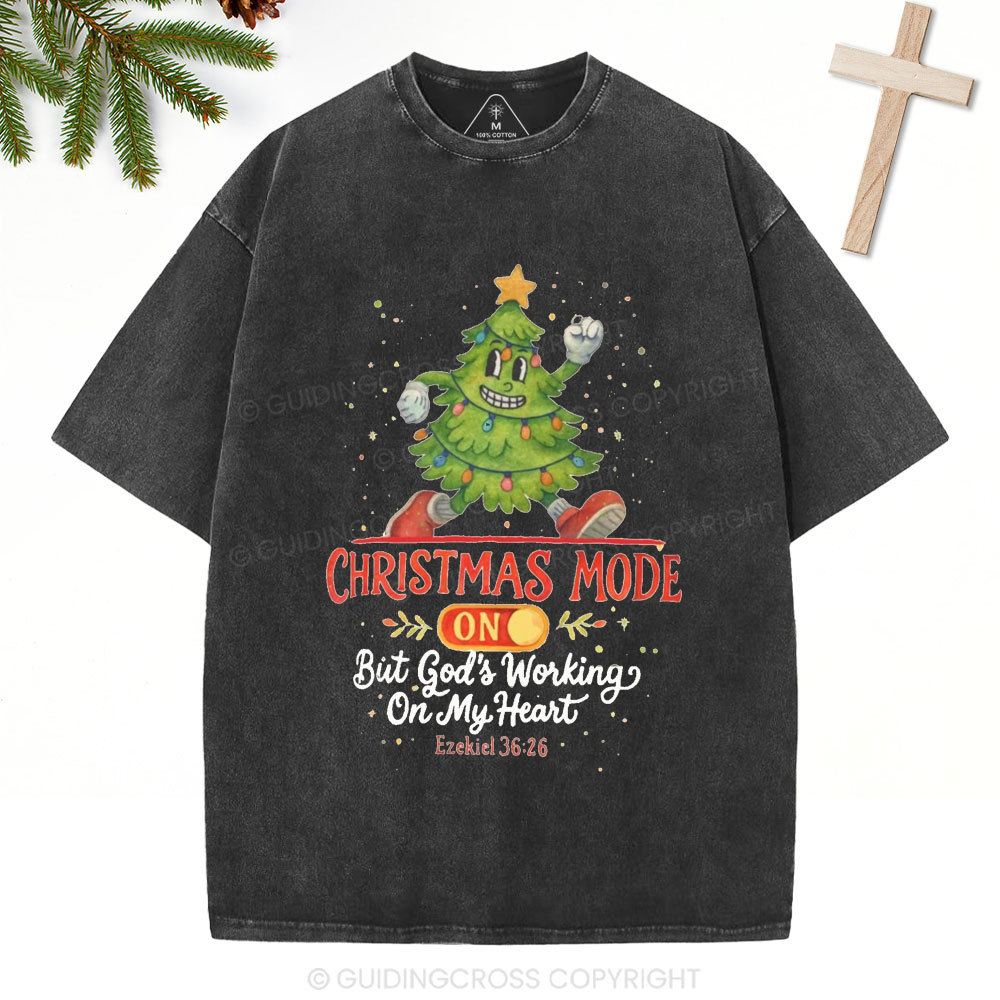 God's Working On My Heart Christian Christmas Washed T-Shirt