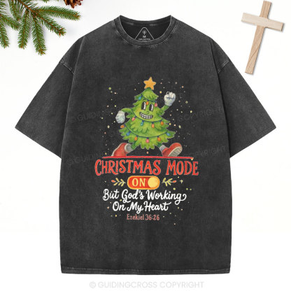 God's Working On My Heart Christian Christmas Washed T-Shirt