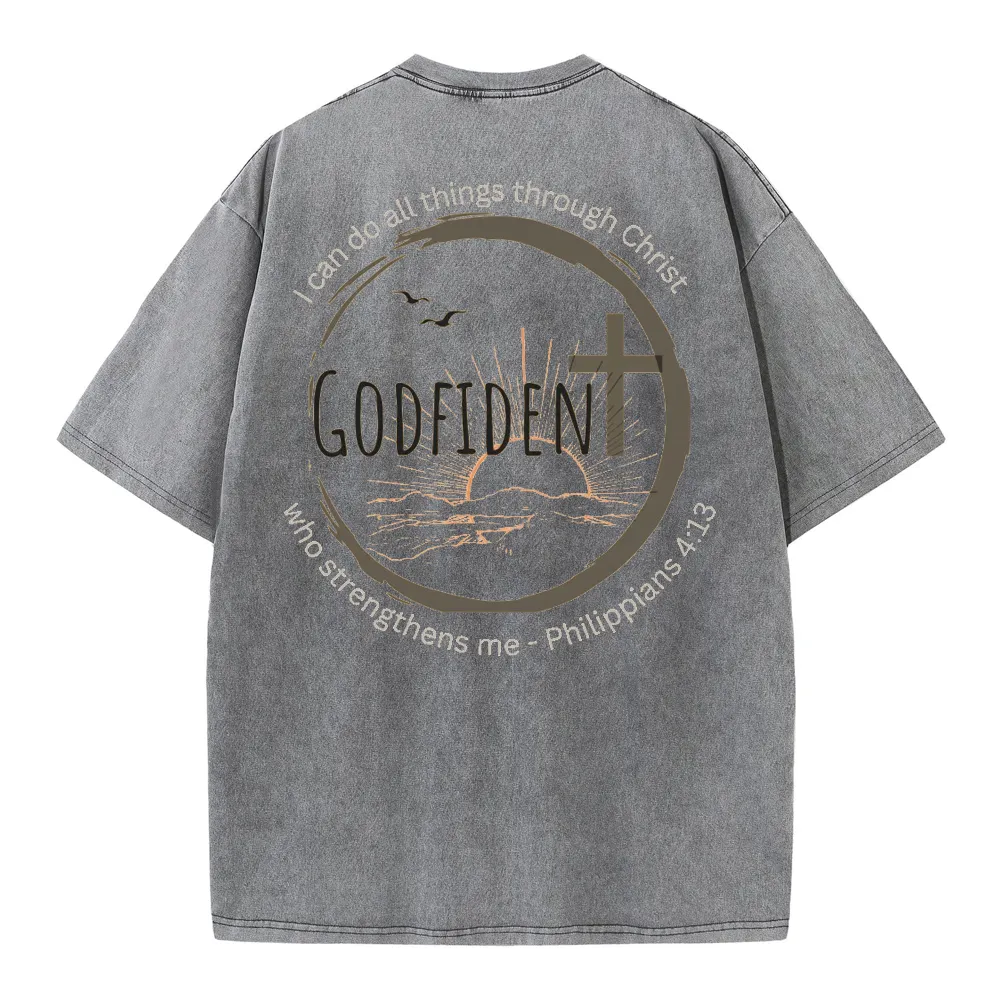 GodFident Christian Washed T-Shirt