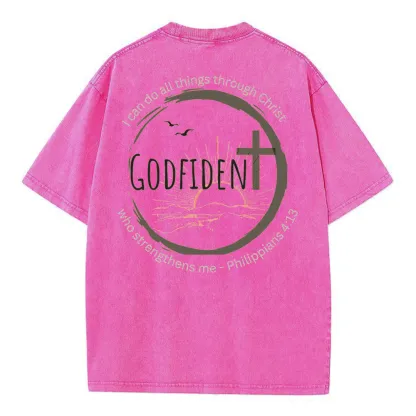 GodFident Christian Washed T-Shirt