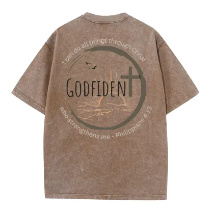 GodFident Christian Washed T-Shirt