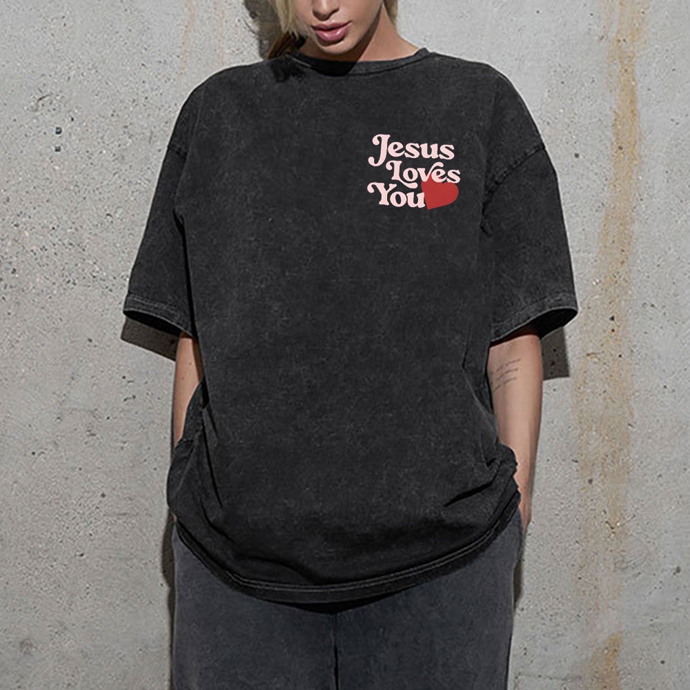 Good New Jesus Love You Chrsitian Washed T-Shirt