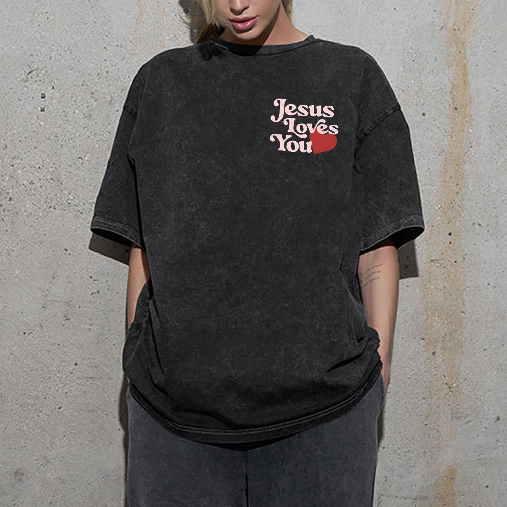Good New Jesus Love You Chrsitian Washed T-Shirt
