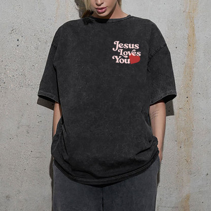 Good New Jesus Love You Chrsitian Washed T-Shirt