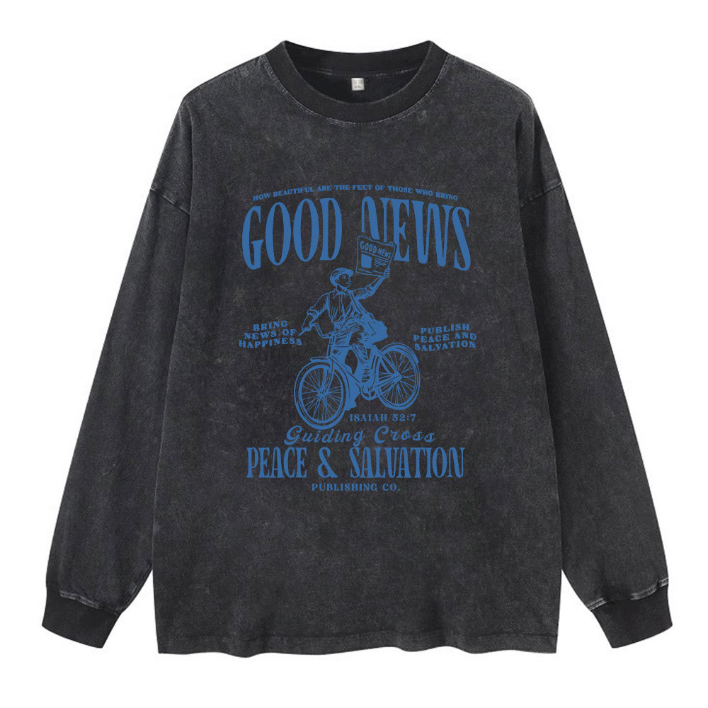 Good News Christian Washed Christian Long Sleeve  T-Shirt