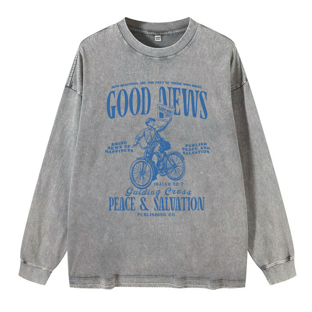 Good News Christian Washed Christian Long Sleeve  T-Shirt