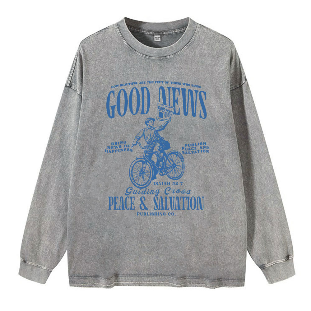 Good News Christian Washed Christian Long Sleeve  T-Shirt