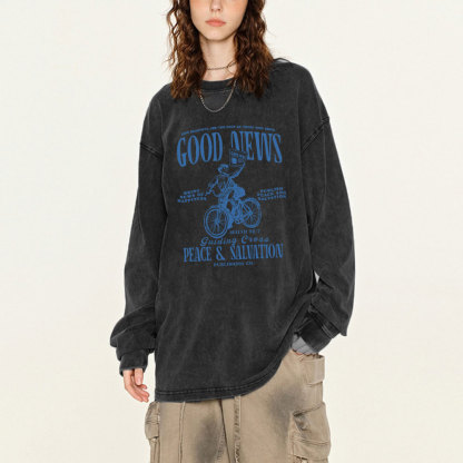 Good News Christian Washed Christian Long Sleeve  T-Shirt