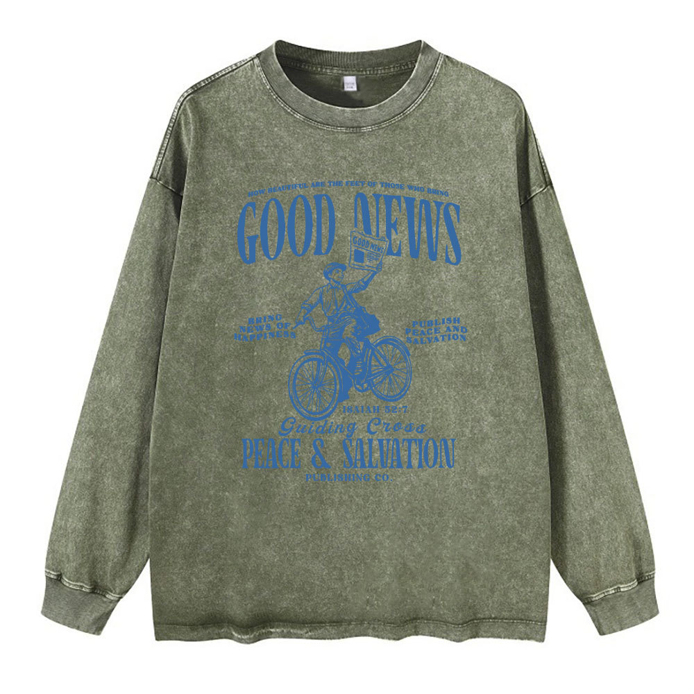 Good News Christian Washed Christian Long Sleeve  T-Shirt