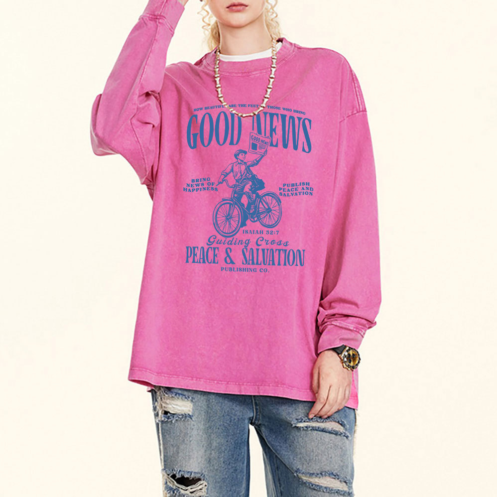 Good News Christian Washed Christian Long Sleeve  T-Shirt
