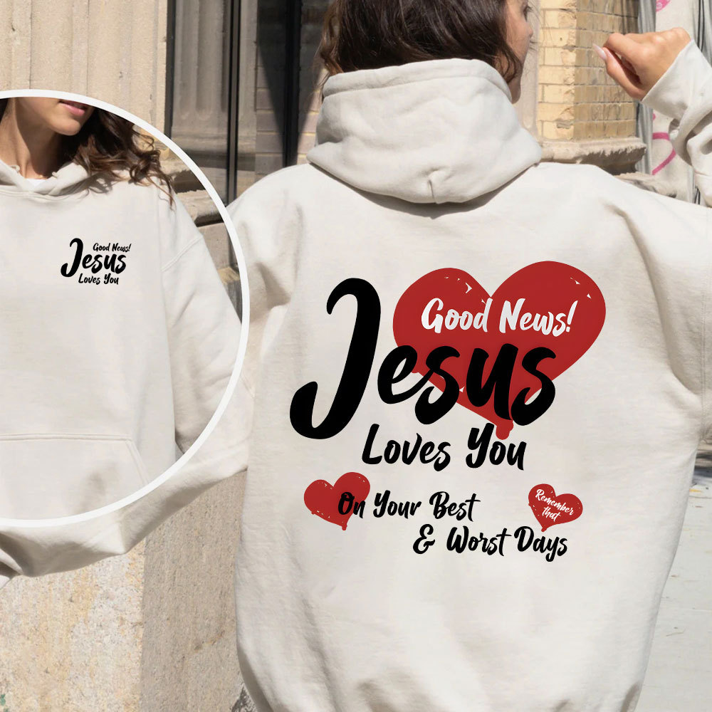 Good News Jesus Loves YOU Christian Fleece Hoodie Set