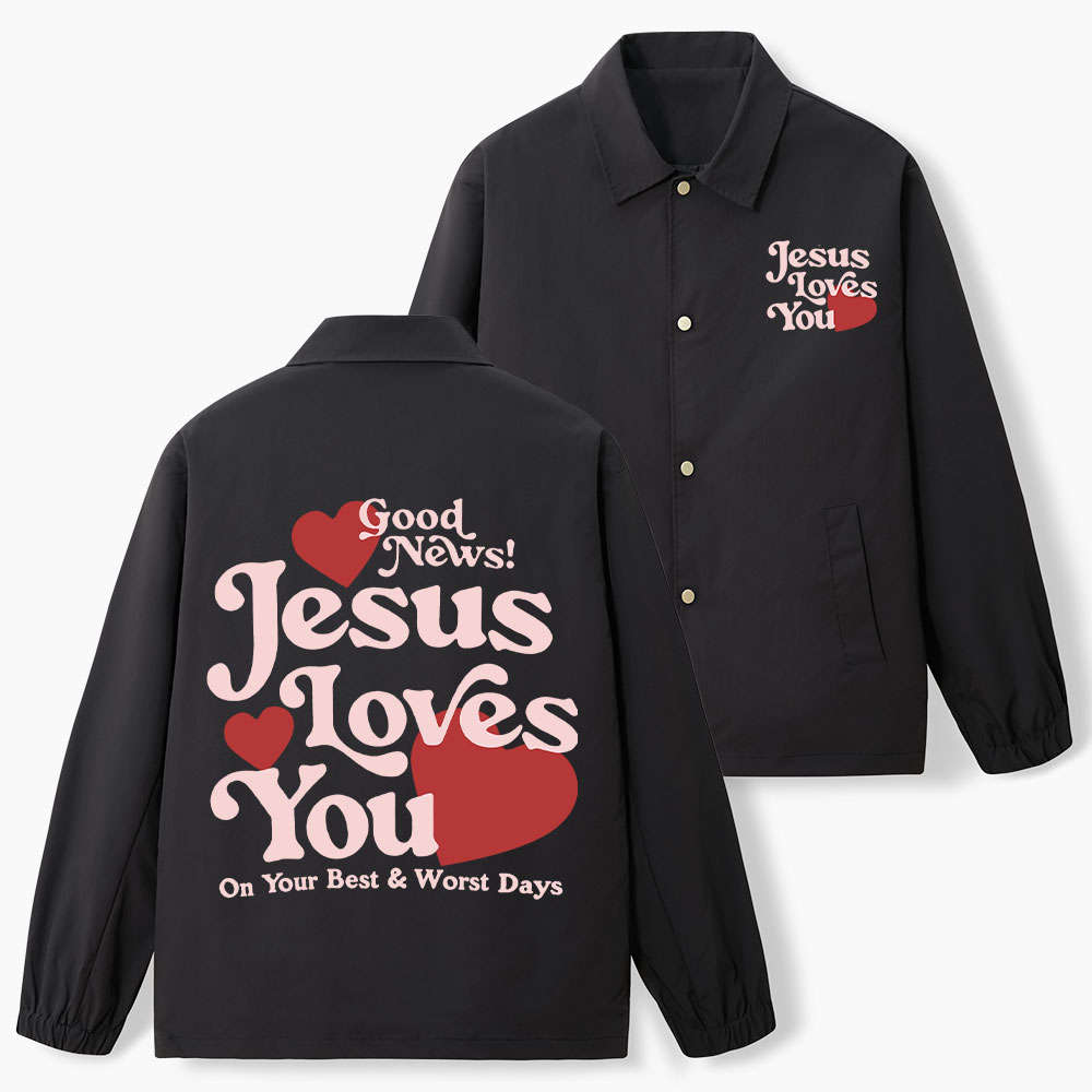 Good News Jesus Loves You Christian Coach Jacket