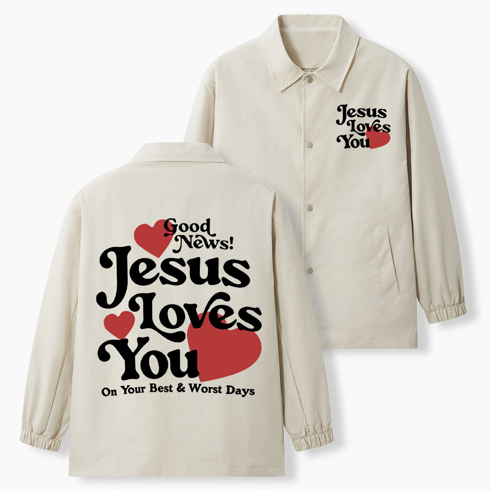 Good News Jesus Loves You Christian Coach Jacket