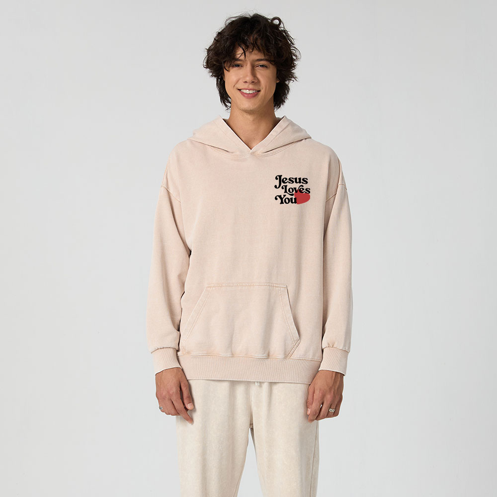 Good News Jesus Loves You Christian Washed Hoodie