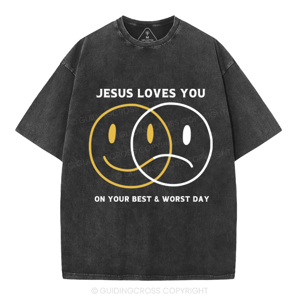 Good News Jesus Loves You Christian Washed T-Shirt
