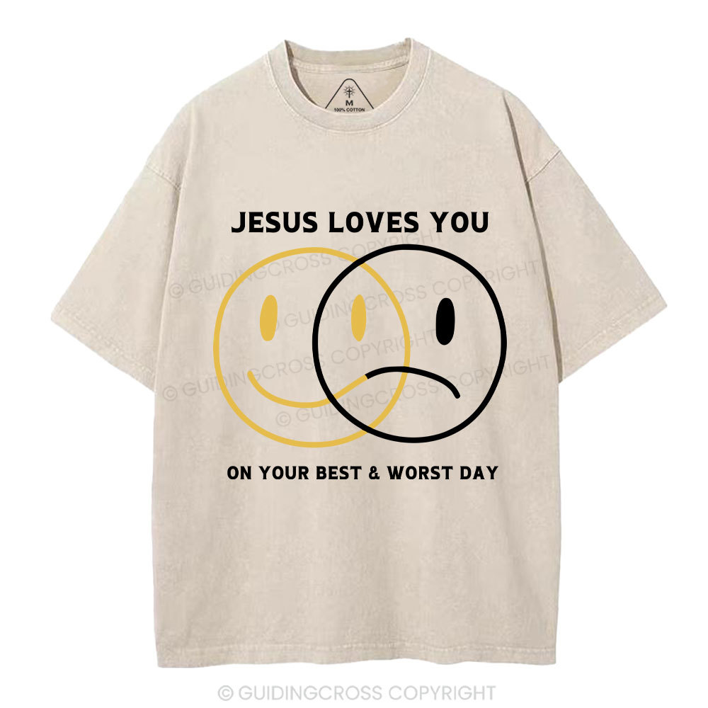 Good News Jesus Loves You Christian Washed T-Shirt