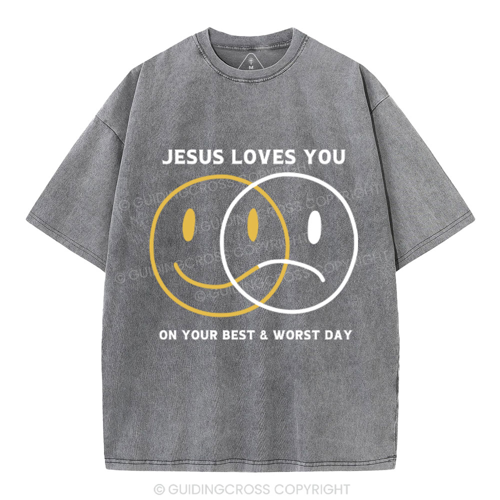 Good News Jesus Loves You Christian Washed T-Shirt