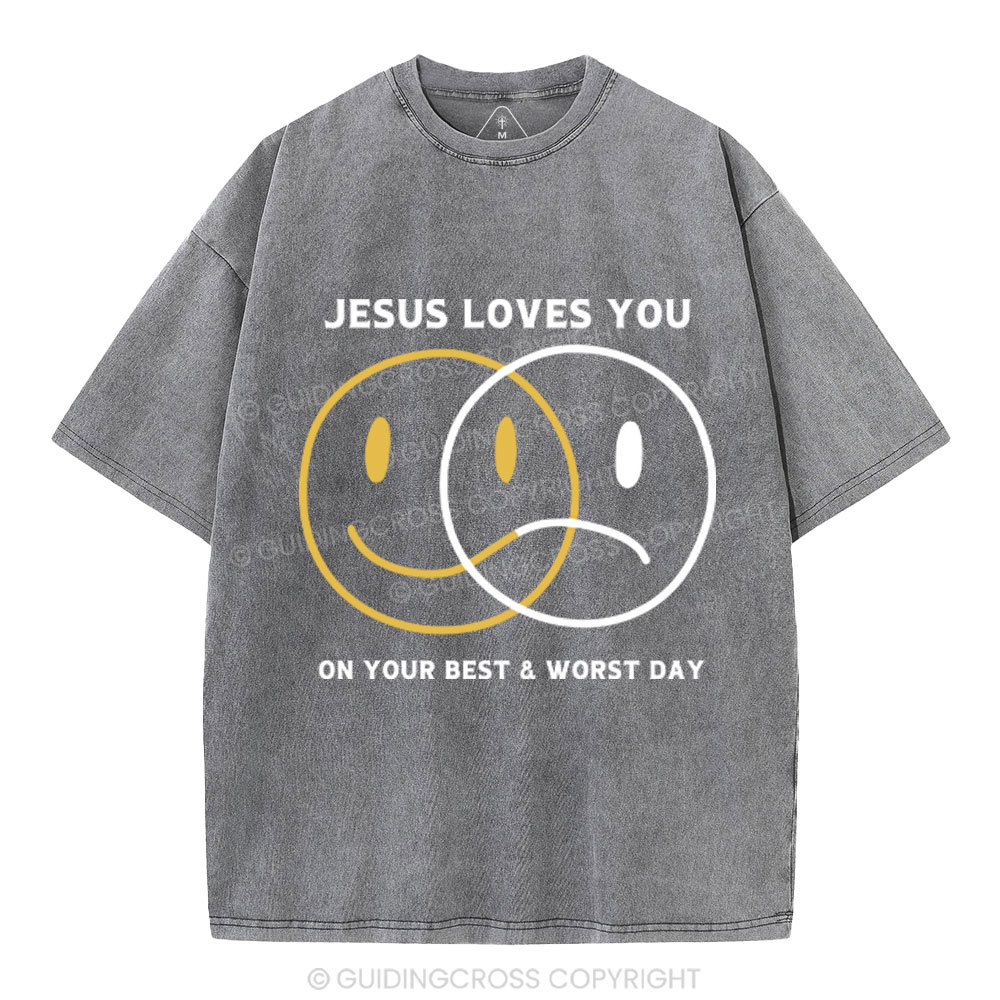 Good News Jesus Loves You Christian Washed T-Shirt