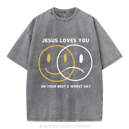 Good News Jesus Loves You Christian Washed T-Shirt