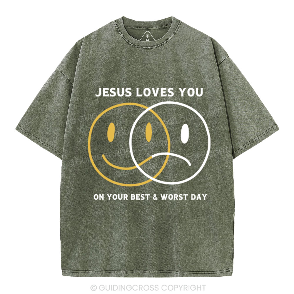 Good News Jesus Loves You Christian Washed T-Shirt